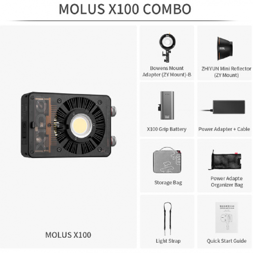 Zhiyun MOLUS X100 Bi-Color Pocket COB Monolight (Combo Kit) | Photography and Lighting Equipment