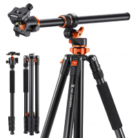 K&F Concept T254A7+BH-28L Aluminum Camera Tripod (KF09.119) 2.3m with Transverse Overhead Center Column & 360° Panoramic Ball Head