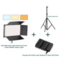 LED-800 LED Light Panel Bi-Color 3200-5600k Video Light Kit