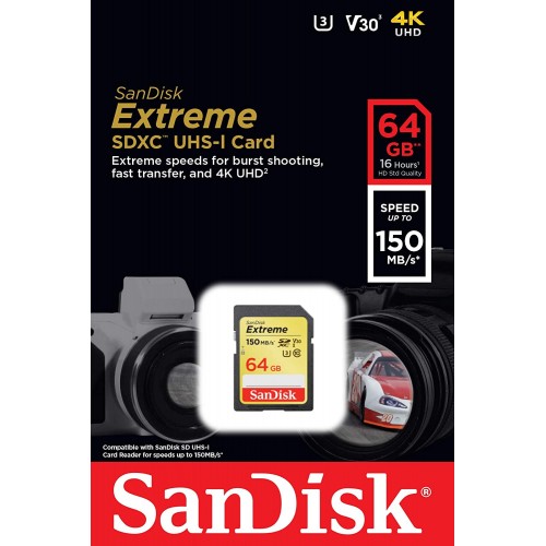 SanDisk Extreme 64GB 150MB/s SDXC UHS-I Card | Photography and Lighting Equipment