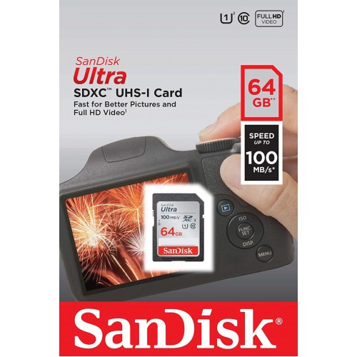 SanDisk Ultra 64GB 100MB/s SDXC UHS-I Memory Card | Photography and Lighting Equipment
