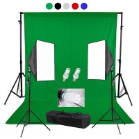 backdrop Stand 2x2m & muslin backdrops 3x2m & Continuous SoftBox Lighting Kit Jo-4
