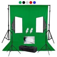 Backdrop Stand 3x2m & Muslin Backdrops 3x2m & Continuous SoftBox Lighting Camera Jo Kit-4