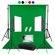 Backdrop Stand 3x2m & Muslin Backdrops 3x2m & Continuous SoftBox Lighting Camera Jo Kit-4