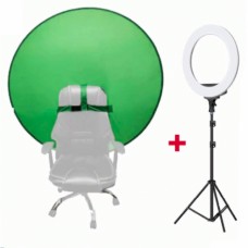 Portable Round Background Green 130cm and Ring Light 10 inch Camera Jo Kit-11