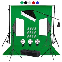 Backdrop Stand 3x3m & Muslin Backdrop 6x3m & Continuous Softbox Lighting Camera Jo Kit-5