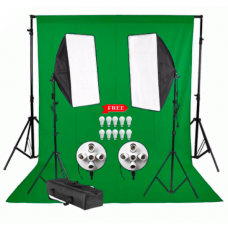 Background Stand 3x2m and Muslin Backdrop 3x2m and Softbox Lighting Five Socket Kit Camera Jo Kit-12
