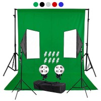 Backdrop Stand 3x2m & Muslin Backdrop 3x2m & Continuous SoftBox Lighting Camera Jo Kit-3