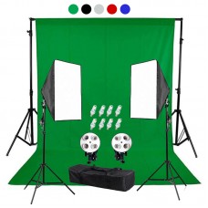 Backdrop Stand 3x2m & Muslin Backdrop 3x2m & Continuous SoftBox Lighting Camera Jo Kit-3