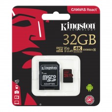 Kingston Canvas React MicroSD Memory Card 32GB with SD adapter