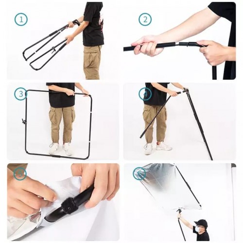 Studio Reflector with folding frame and Handle Rod 100x100cm | Photography and Lighting Equipment